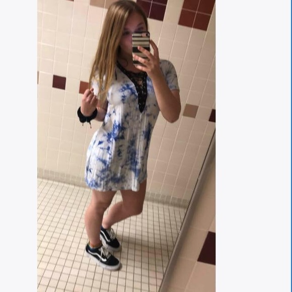 Forever 21 Tie Dye Lace Up Dress - Picture 1 of 1